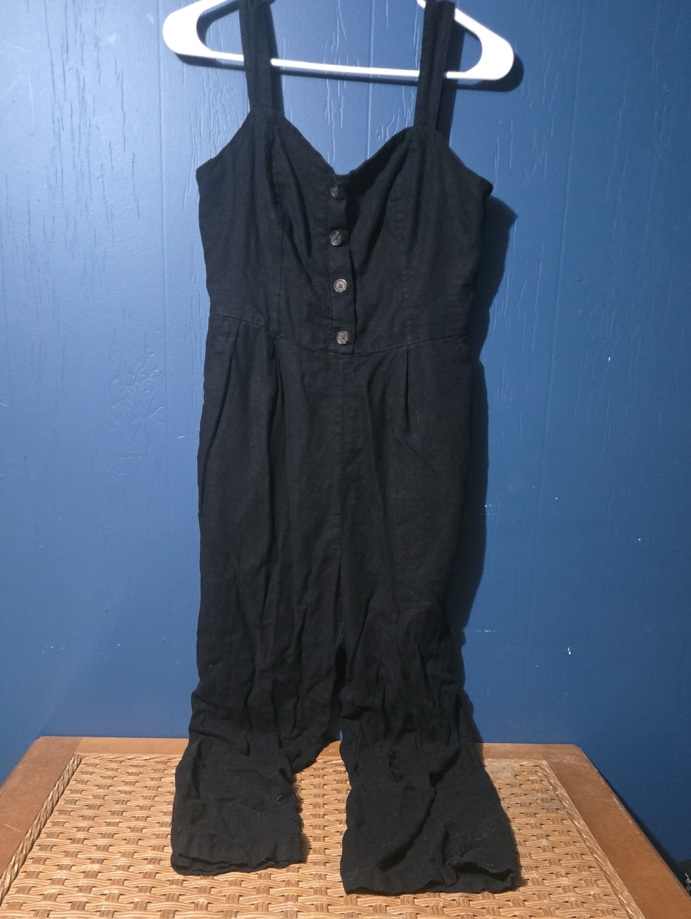 Old Navy Black Button-Front Wide-Strap Jumpsuit